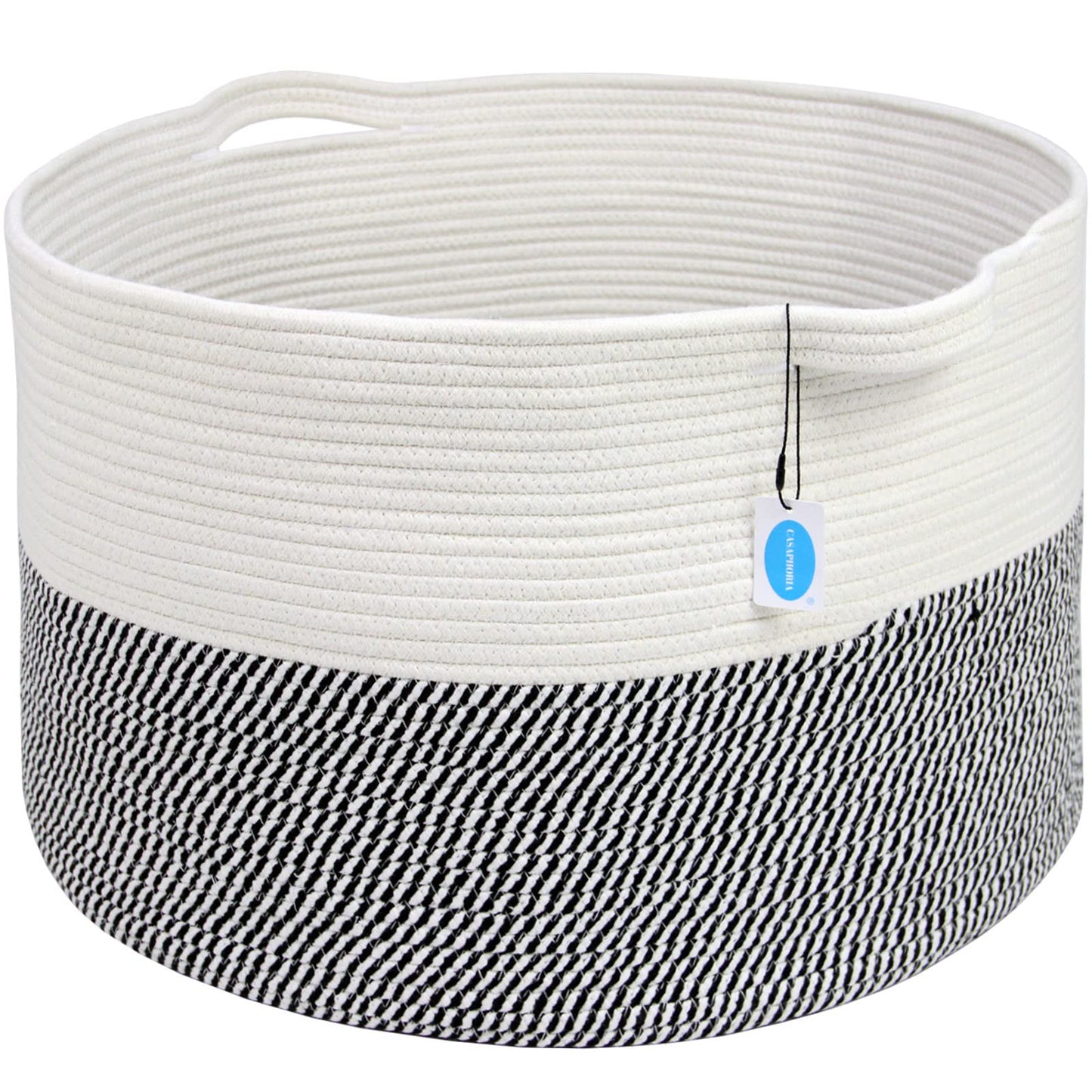 Casaphoria XXXLarge Cotton Rope Basket for Living Room - Woven Storage Basket with Handle for