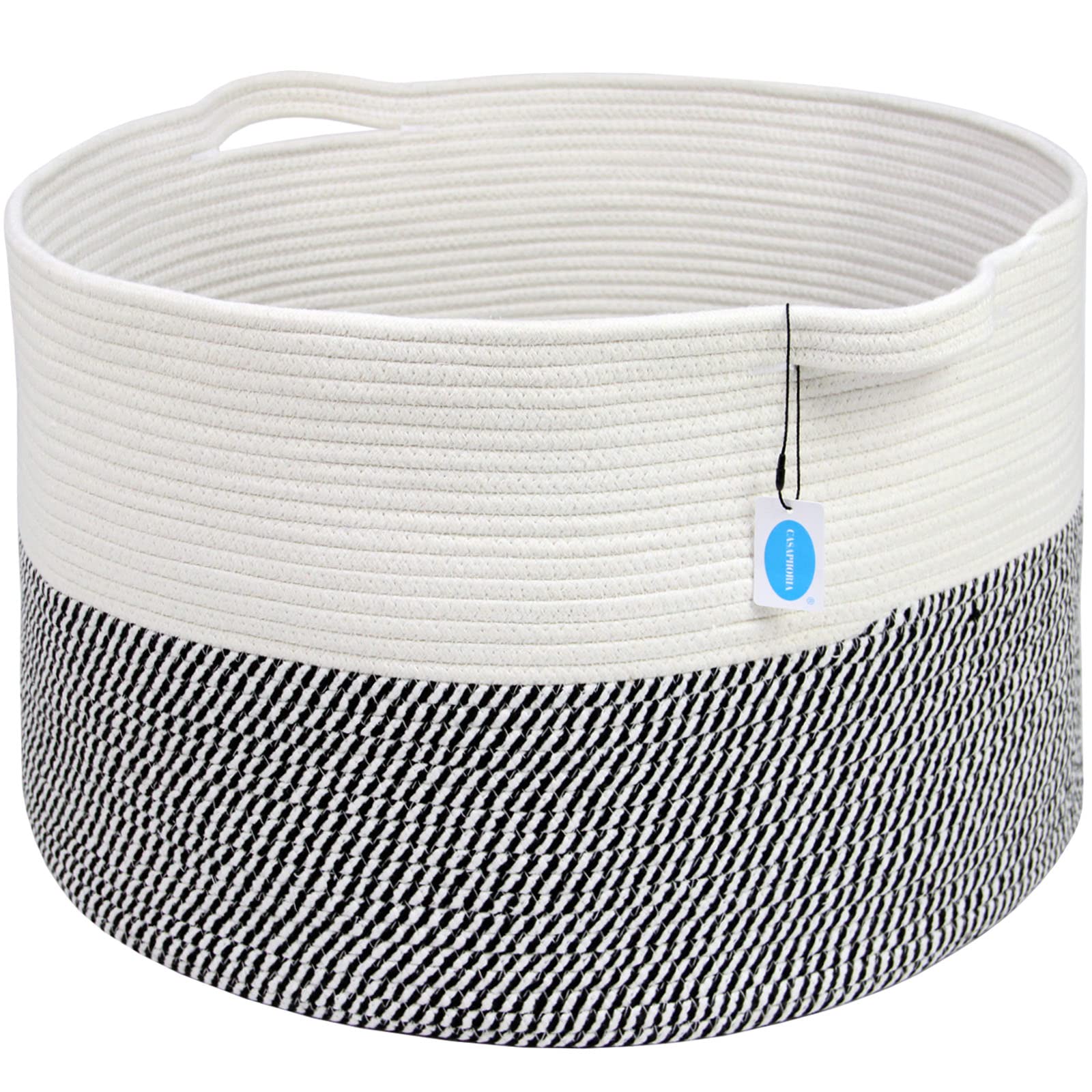 Casaphoria XXXLarge Cotton Rope Basket for Living Room - Woven Storage Basket with Handle for