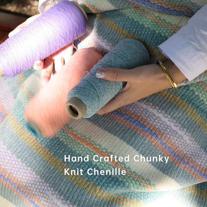 Soft Chenille Yarn Throw 36"x48", Handmade Knit Throw Blanket, for use in All Seasons, Soft Cozy Warm Knitted Blanket for Bed Sofa, Couch Chair, Living Room(1.37Ib)