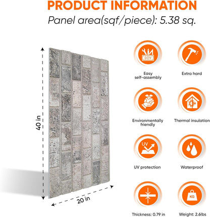 IZODEKOR 3D Brick Effect Wall Panels - Faux Brick Paneling for Living Room, Kitchen, Bathroom and More | Beige Dream - Pack of 3 Covers 16 sq ft