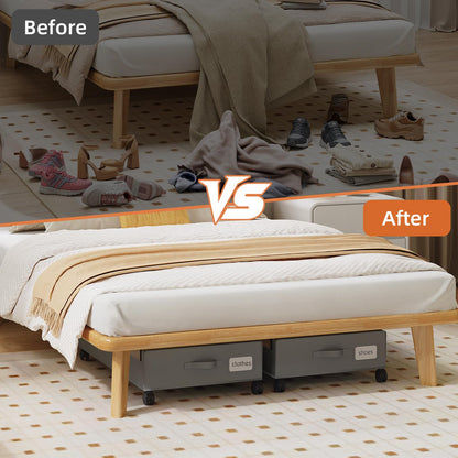 Somdot Under Bed Storage with Wheels, 2 Pack Under Bed Storage Containers