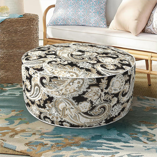 Inflatable Ottoman Stool D21 xH9 for Outdoor/Indoor Use, Water Repellent Patio Foot Rest Stool with