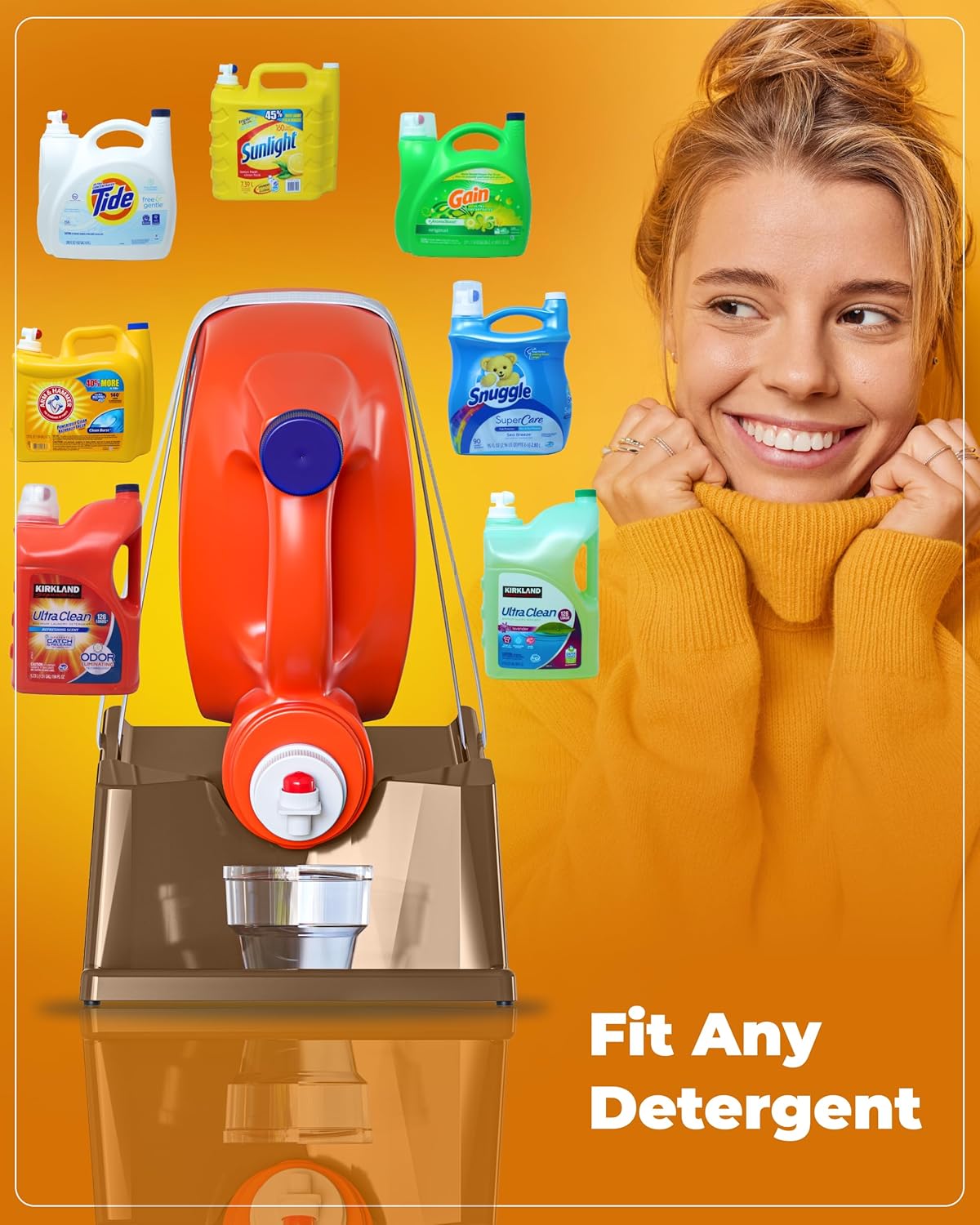 TidyFriend Laundry Detergent Holder Stand Organizer with Drip Tray, 2 Pack Laundry Soap Holder with Non-Slip Rubber Feet for Washing Space Organization, Angled Downward Slope for Easy Pouring (Brown)