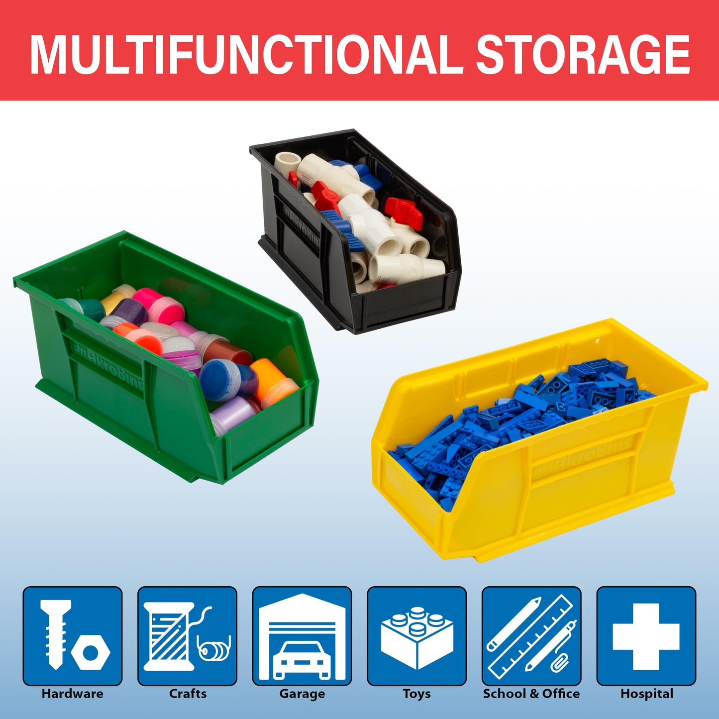 Akro-Mils 30230 AkroBins Plastic Storage Bins, 11"x5"x5", Stone, 12-Pack