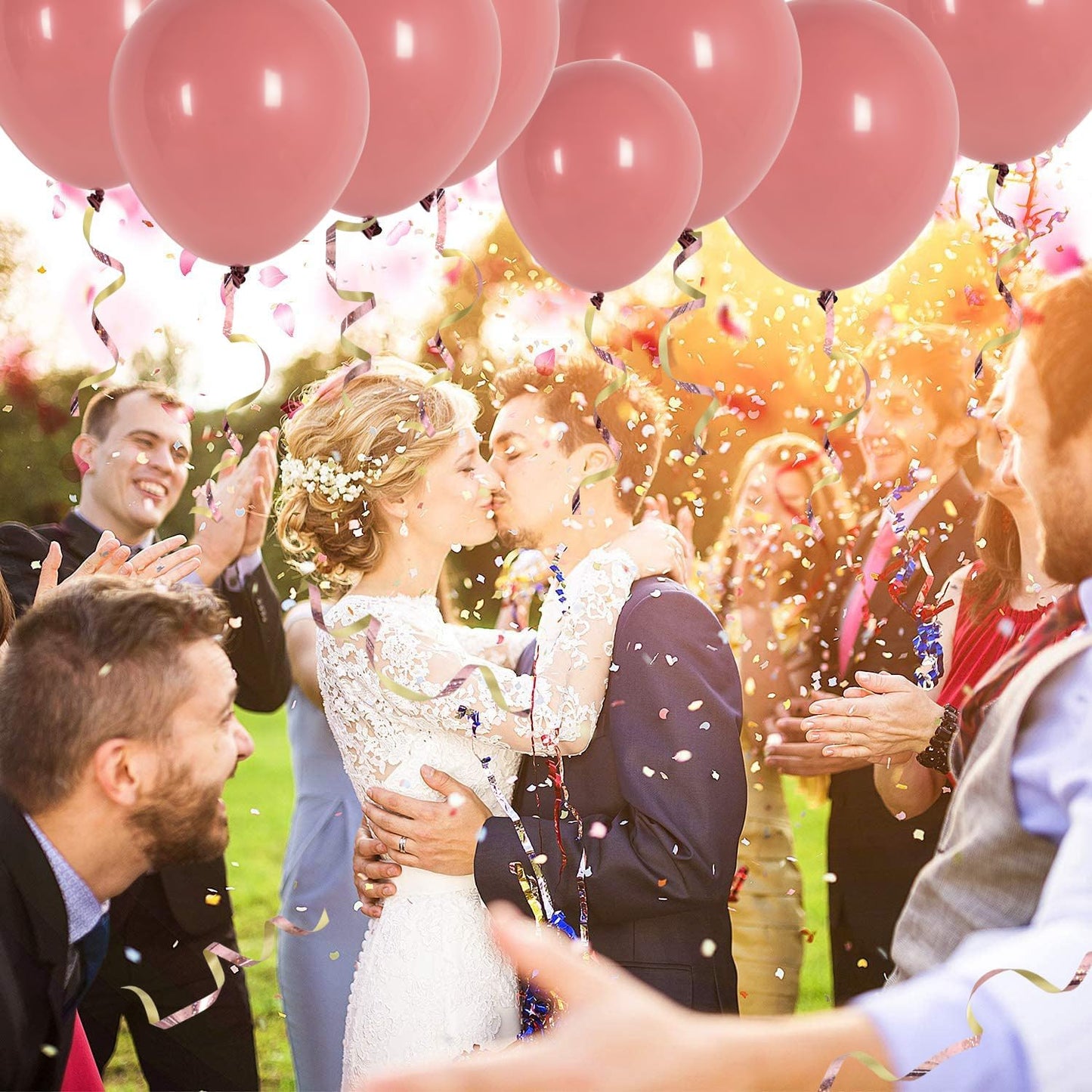 BEISHIDA 500 Yards Curling Ribbon Balloon String Ribbon - Rose Gold Crimped Shiny Metallic Roll for Gift Wrapping Craft Birthday Wedding Party Decoration