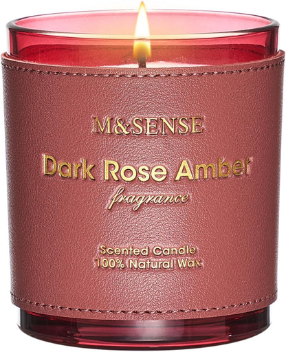 M&SENSE Rose Amber Scented Candles-Vegan Soy Wax, Floral Naturally Scented, No Toxin 10oz 42-Hour Long Burning Time, Relaxing Aromatherapy Candle for Bathtub, Rooms, Date Night, Fancy Gift Ideas