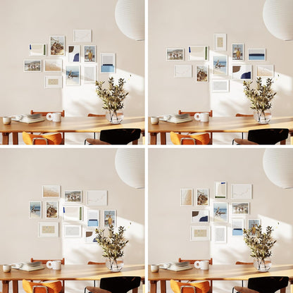 HAUS AND HUES White Oak Wood Gallery Wall Tabletop Frames Made with Real American Oak and Shatter-free Plexiglass - Set of 11 (Eight 4x6, Three 5x7, Framed White)