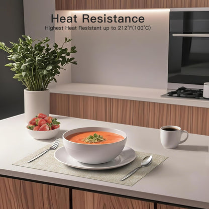 DOLOPL Placemats Set of 8, Reversible Wipeable & Heat Resistant Place Mats, Modern Faux Leather Table Mats for Kitchen, Neutral Waterproof Tablemats for Dining Table Decor, Wedding, Party(Beige)