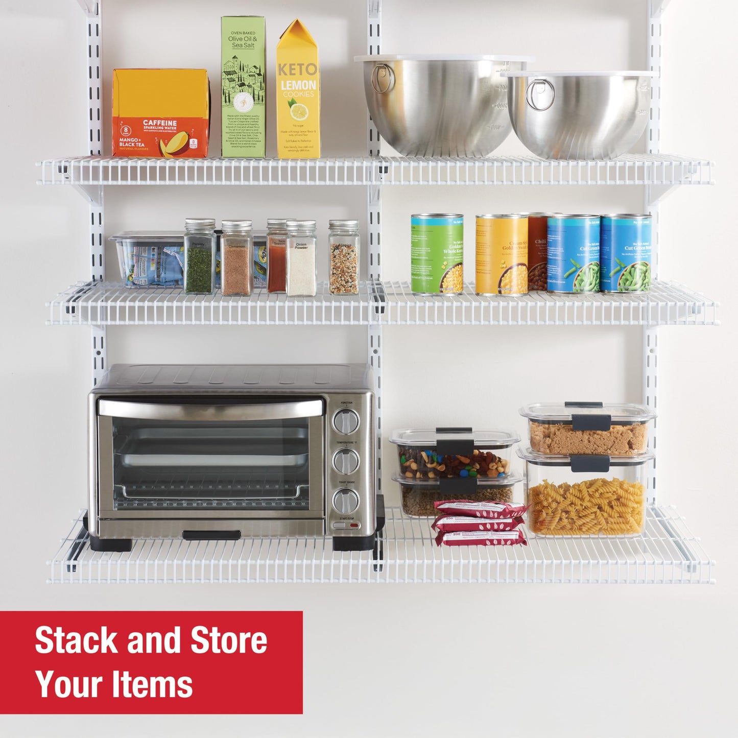 Rubbermaid 36" Pantry Organization Shelf System Direct Wall Mount 4 Shelves and Mounting Hardware