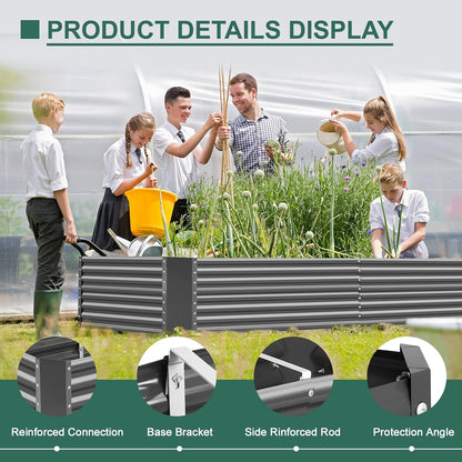 Land Guard 8×4×2 ft Galvanized Raised Garden Bed Kit, Galvanized Planter Raised Garden Boxes Outdoor, Large Metal Raised Garden Beds for Vegetables(Grey)…