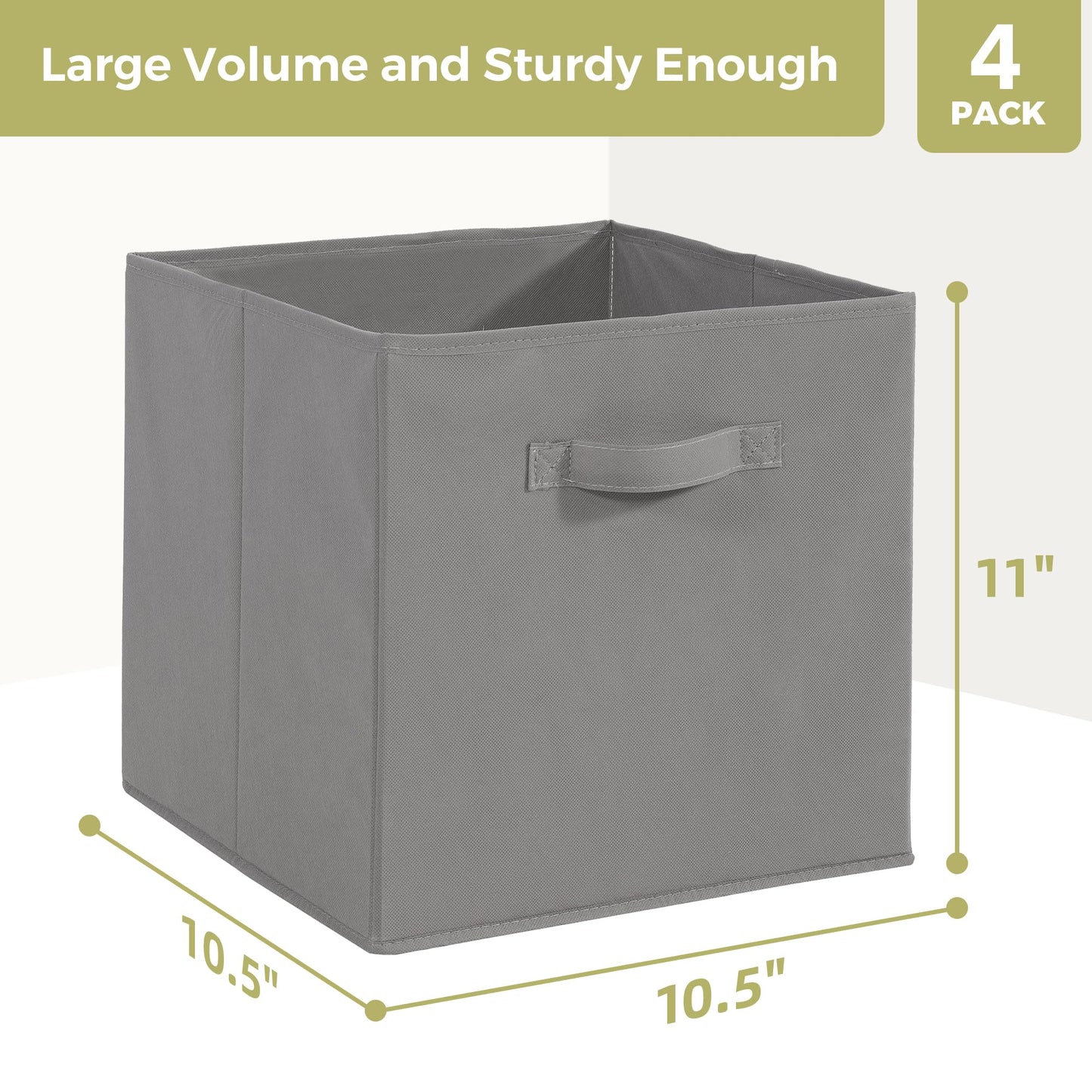 STORAGEIDEAS Storage Cubes, 11 Inch Cube Storage Bins, Set of 4, Fabric Foldable Storage Bins With