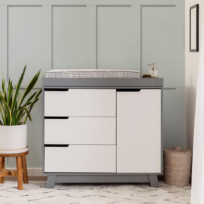 Babyletto Hudson 3-Drawer Changer Dresser with Removable Changing Tray in Grey and White, Greenguard Gold Certified