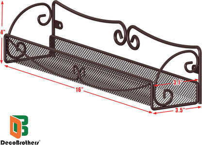 Deco Brothers Wall Mounted Single Tier Mesh Hanging Spice Rack, Set of 2, Bronze