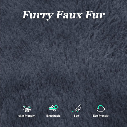 Hobestluk 3 in 1 Bean Bag Chair Giant Bean Bag Chairs for Adults with Plush Faux Fur Cover Convertible Bean Bag Floor Cushion with Machine Washable Cover for Living Room (Plush Dark Grey)