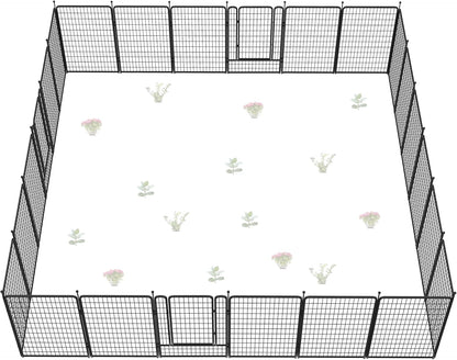 FXW Garden Fence Outdoor for The Yard – 50in(H) x 60.2ft(L) Heavy Duty Metal Animal Barrier for Dog and Rabbit, Decorative Dog Fence, 24 Panels, Black
