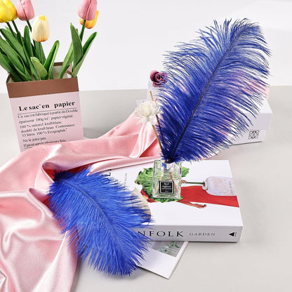 THARAHT Blue Ostrich Feathers 12pcs Natural Bulk 10-12Inch 25cm-30cm for Crafts Wedding Party Centerpieces Easter Gatsbi and Home Decoration Feathers