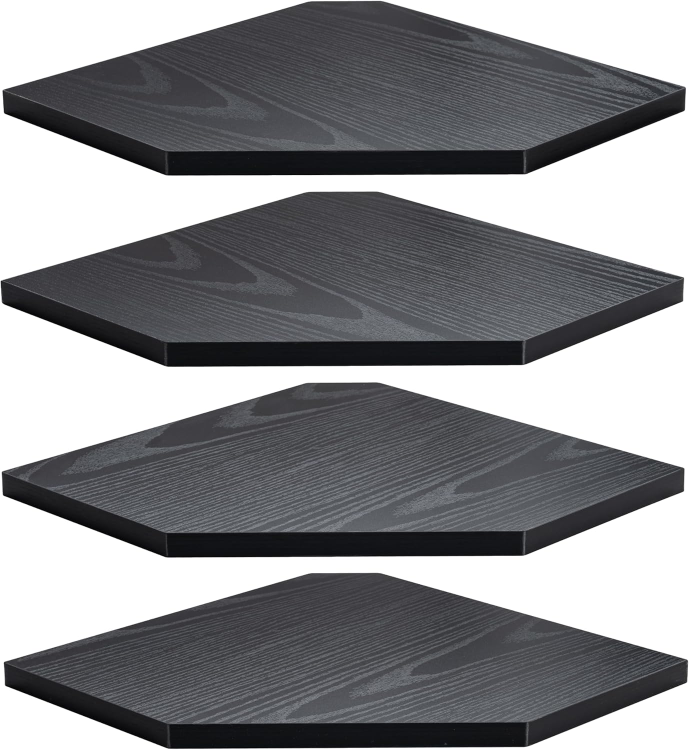 Corner Shelf Wall Mount, Floating Corner Shelves, Set of 4 Corner Wall Shelf Organizer, Rustic Wood Wall Storage Display Shelves for Living Room Bedroom Bathroom Kitchen, Classic Black