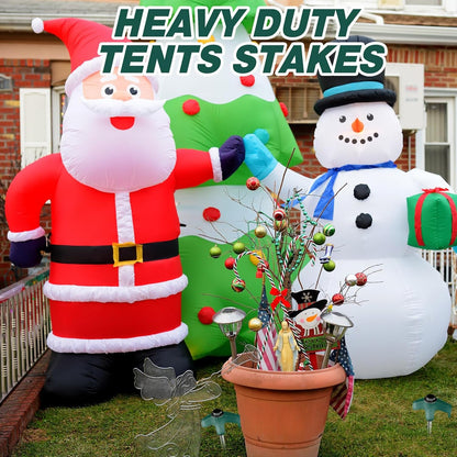 Hicarer 20 Pcs 20 Pcs 8'' Screw in Tent Stakes Heavy Duty Ground Metal Stakes for Inflatables with Hex Head Driver for Outdoor Camping Tent Inflatable Garden Decor (Dark Green)