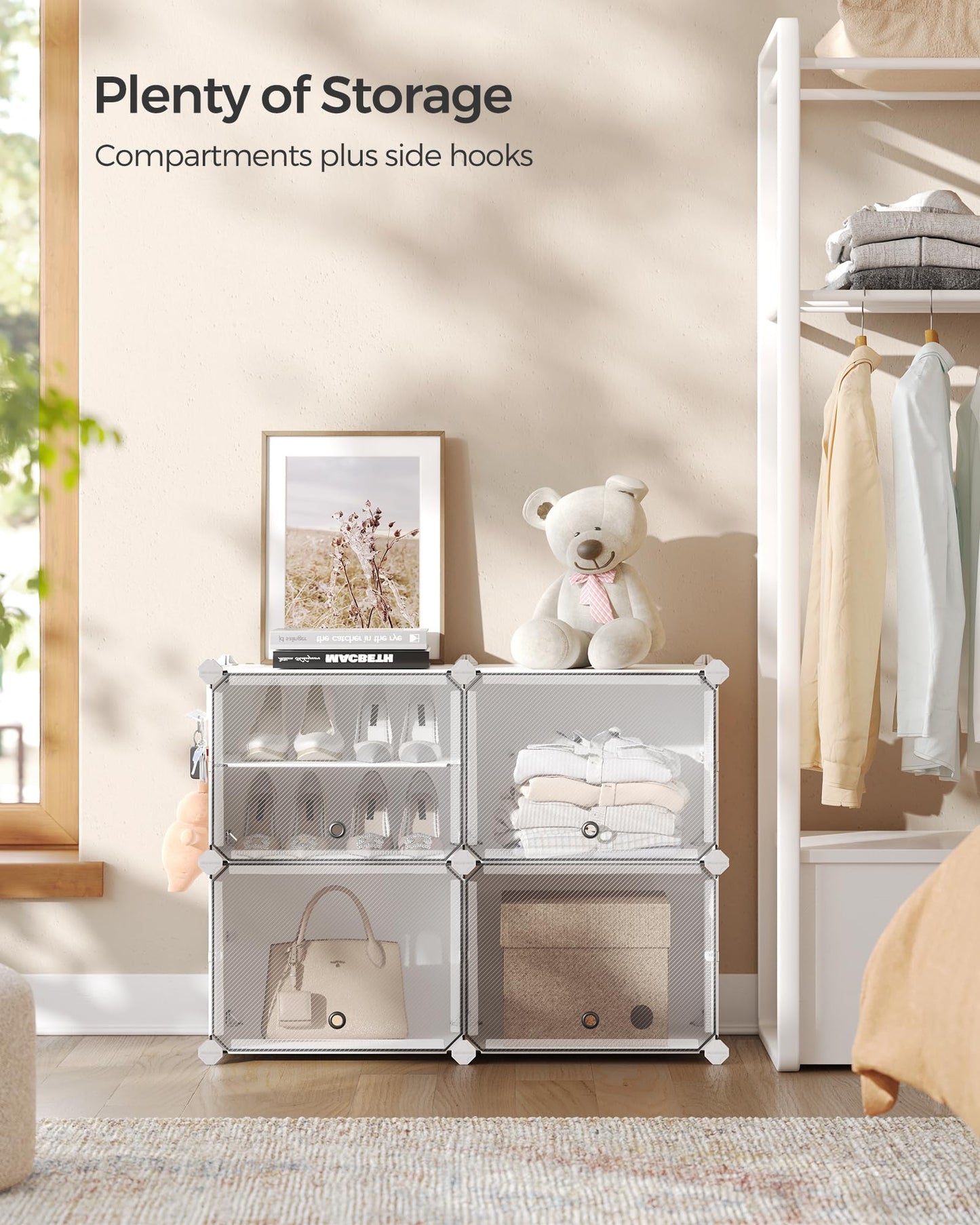 SONGMICS Shoe Rack Organizer, 4-Tier Shoe Storage Cabinet for Closet and Entryway, Holds 16 Pairs