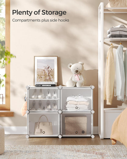 SONGMICS Shoe Rack Organizer, 4-Tier Shoe Storage Cabinet for Closet and Entryway, Holds 16 Pairs