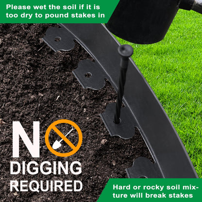 Hugeleaf Landscape Edging Kit 40 Feet with 48pcs Spikes, 4 Inches Garden Edging Flexible Landscape Lawn Border for Flower Beds Yard Pathway