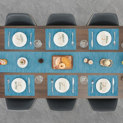Myir JUN Placemats Set of 8, Vinyl Woven Placemats Place Mats Indoor Set of 8 Washable Table Mats Non-Slip Place mats for Dining Table (Blue, Set of 8)