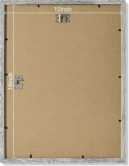 Vittanly 12x16 Picture Frames Set of 9, Shatter Resistant Plexiglass, Display 11x14 Pictures with Mat or 12x16 without Mat, Photo Frames for Wall Mount, Engineered Wood, Grey