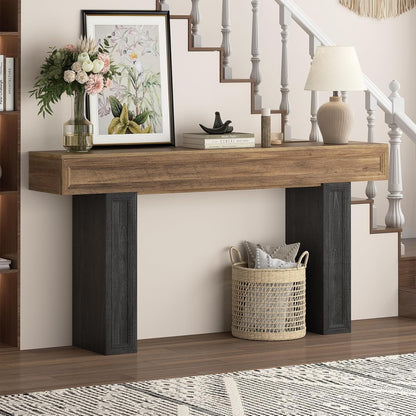 Rresyet 63 Inch Long Console Table, Sofa Table Behind Sofa, Wooden Entryway Table, Farmhouse Entryway Table for Entry, Hallway, Living Room (Wood)