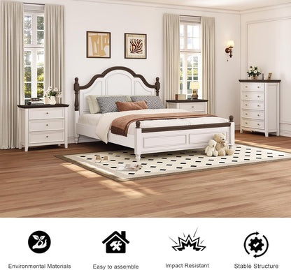 BLANKSPACE Dresser for Bedroom, 3 Drawer Dresser, Modern 3 Chest of Drawers, Farmhouse Storage Cabinet with 3 Drawers for Home Office, Dining Room, Antique White