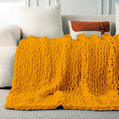 Ultra Soft Chunky Knit Blanket Throw -40x50 Hand Knitted Warm Chenille Throw Blanket, Home Decor Soft Thick Yarn Cable Knit Blanket Breathable Fleece Banket Christmas for Couch Bed Sofa Best GIF