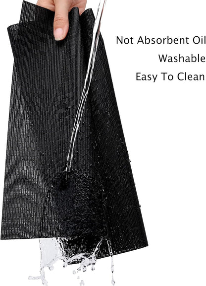 Myir JUN Placemats Set of 6, Vinyl Woven Placemats Place Mats Indoor Washable Table Mats Non-Slip Place mats for Dining Table (Black, Set of 6)