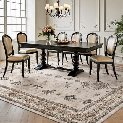 AMOAMI-Vintage Area Rug 8X10 Brown Rugs for Living Room-Soft Living Room Rug Non Slip Rugs for Bedroom Carpet Machine Washable Rug for Dining Room Bedside Office Room Decor