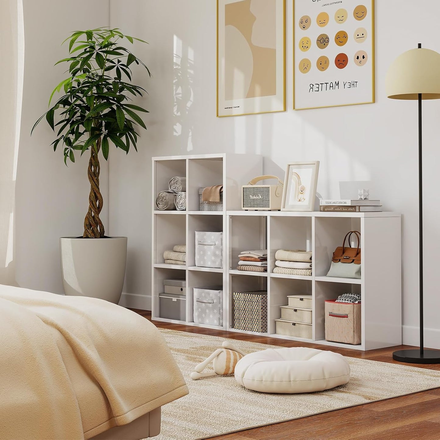 4 Cube Book Shelf - High-Strength Steel Cube Storage Organizer with Open Display Shelves for Living Room