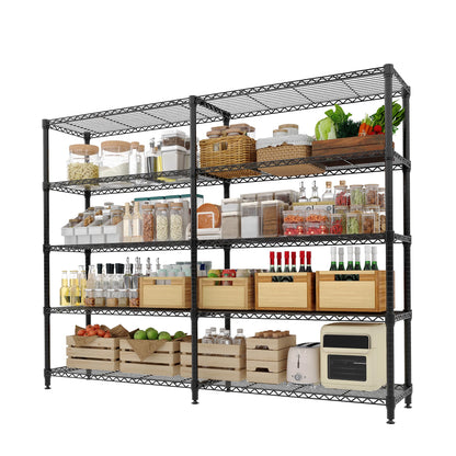 MilleLoom 5-Tier Metal Storage Shelves, Heavy Duty Wire Rack Shelving Unit for Garage Kitchen