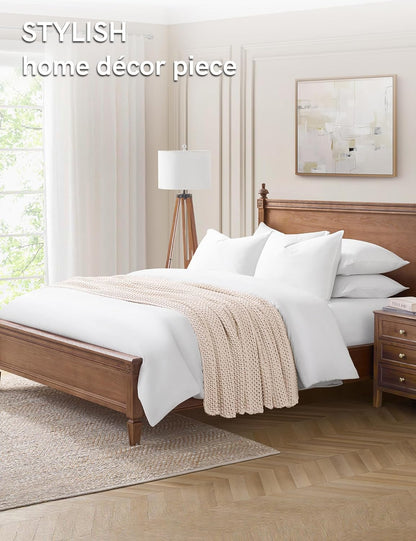 YnM Chunky Cotton Knit Throw Blanket, Cable Knit Throws for Bed Couch Sofa, Comfy & Relaxing, Decorative Piece for Farmhouse Modern Boho Rustic Scandinavian Chic Vibe, Cream White 60x80 Inches