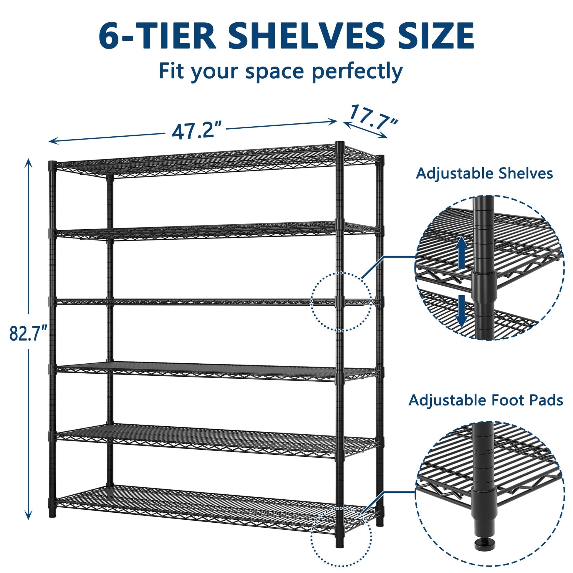Garvee 6-Tier Wire Shelving 3840LBS Heavy Duty Storage Shelves Garage Rack