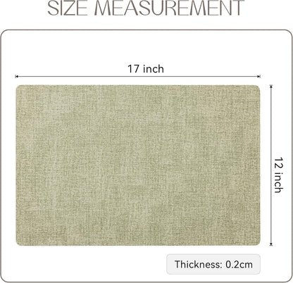 Romanstile Vinyl Placemats Set of 8-12 X 18 Inch - Heat Resistant Place Mats 100% Waterproof Oilproof Wipeable Reversible Faux Leather Table Mats for Kitchen/Dining/Party/Outdoor, Grass Green
