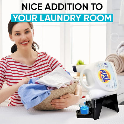 TidyFriend 3 Pack Laundry Detergent Dispenser with Tray & Strap, Laundry Soap Dispenser with Non-Slip Rubber Feet for Washing Room Organization, Easy Pour (Black)