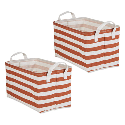 DII Laundry Storage Collection, PE Coated Collapsible Bin with Handles, Cinnamon Stripe, Large Set