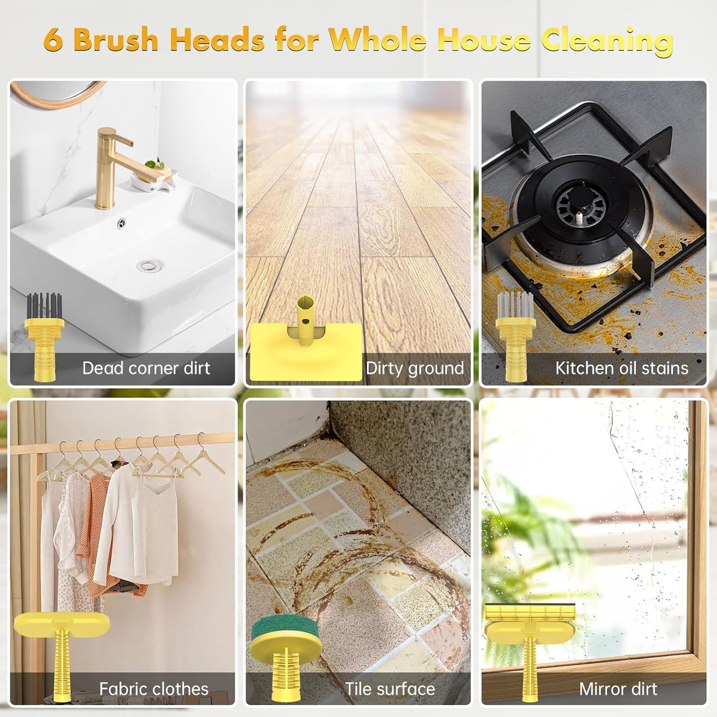 Steam Mop with Detachable Handheld Steam Cleaner for Home Cleaning,13OZ Water Tank,with Handheld 6-in-1 Multi-function Attachments for Hardwood Floors,Clothes,Windows,Tiles Grout and Furniture