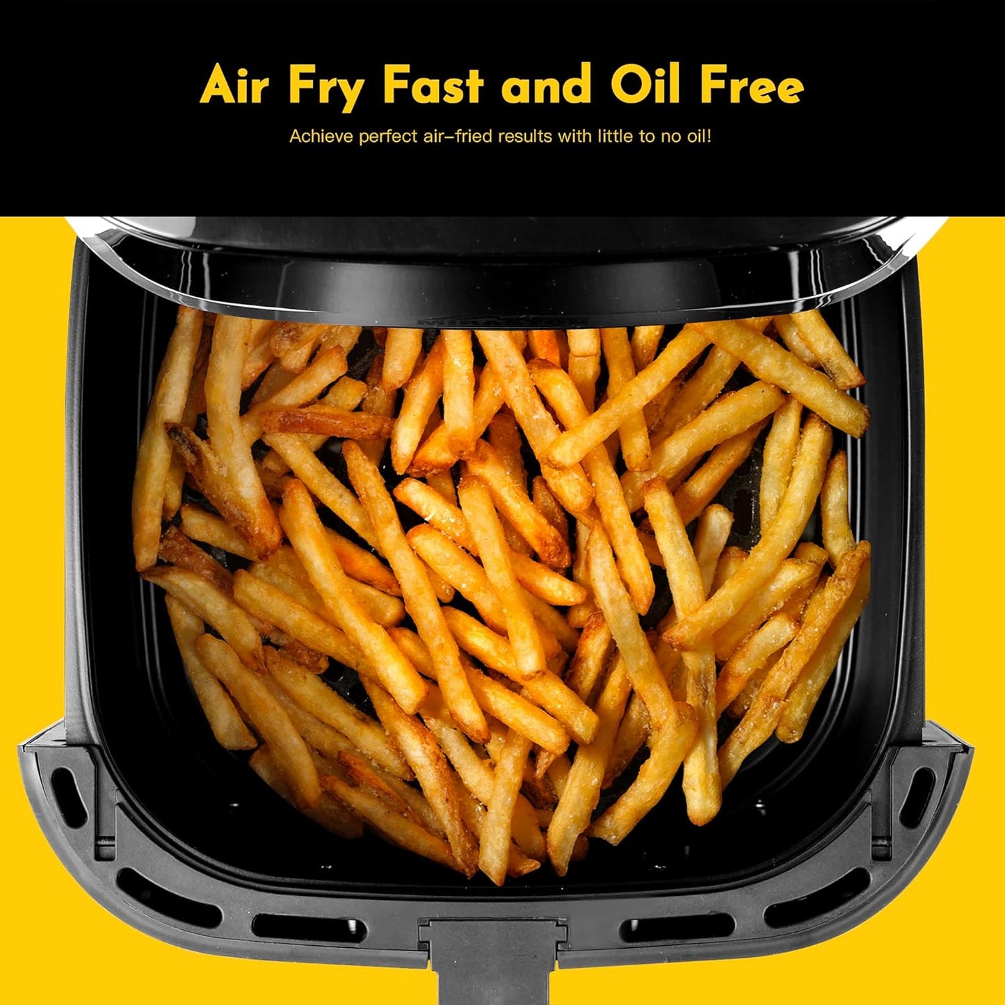 8.5QT Air Fryer, Upgraded Family Size Capacity, Visual Window, Square Basket Dials Stainless Steel Air Fryers, Reheat Leftovers, Easy Cooking for Healthier Breakfast & Dinner in Minutes