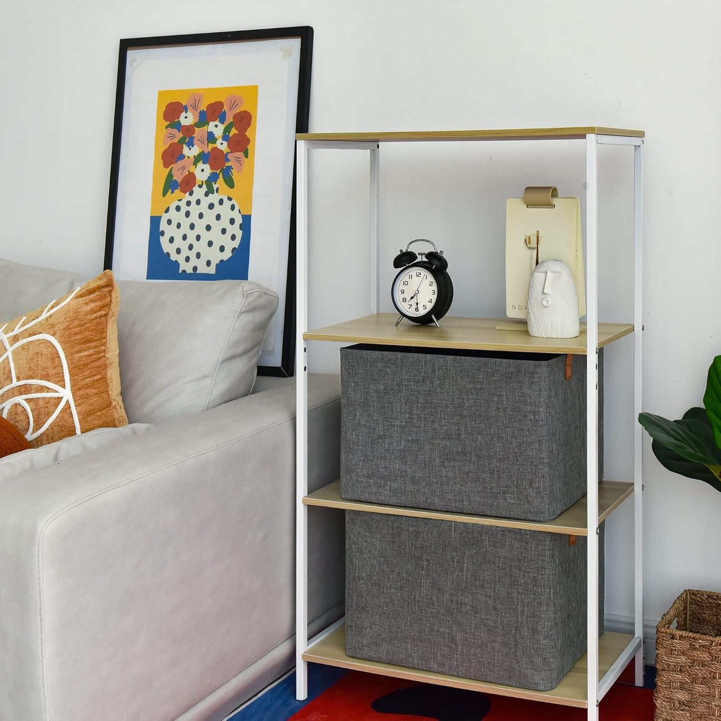 GRANNY SAYS Closet Storage Baskets, Collapsible Fabric Storage Bins with Metal Frame, Clothes Organizer Bins, Extra Large Baskets for Shelves, Dark Gray, 4-Pack