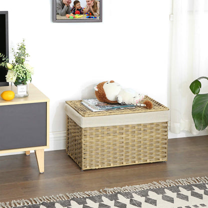 SONGMICS Storage Basket with Lid, Woven Blanket Storage Bin with Handles, Foldable, Removable
