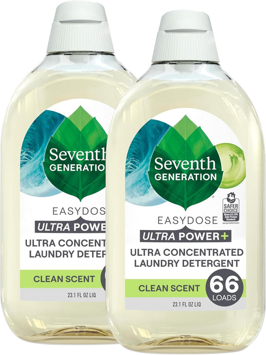 Seventh Generation Laundry Detergent Ultra Concentrated Clean Scent oz 2 Pack 132 Loads, Clear