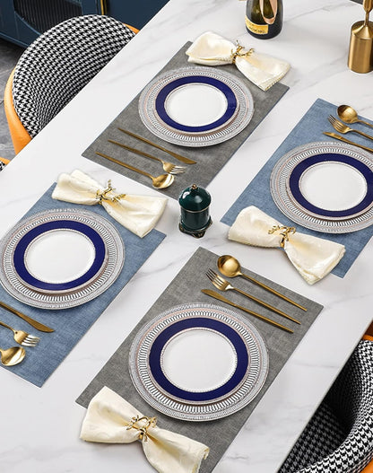 SUEH DESIGN Leather Placemats Set of 6 Reversible Table Mats Heat Resistant Waterproof No-Slip Place Mats for Dining Table Kitchen Parties