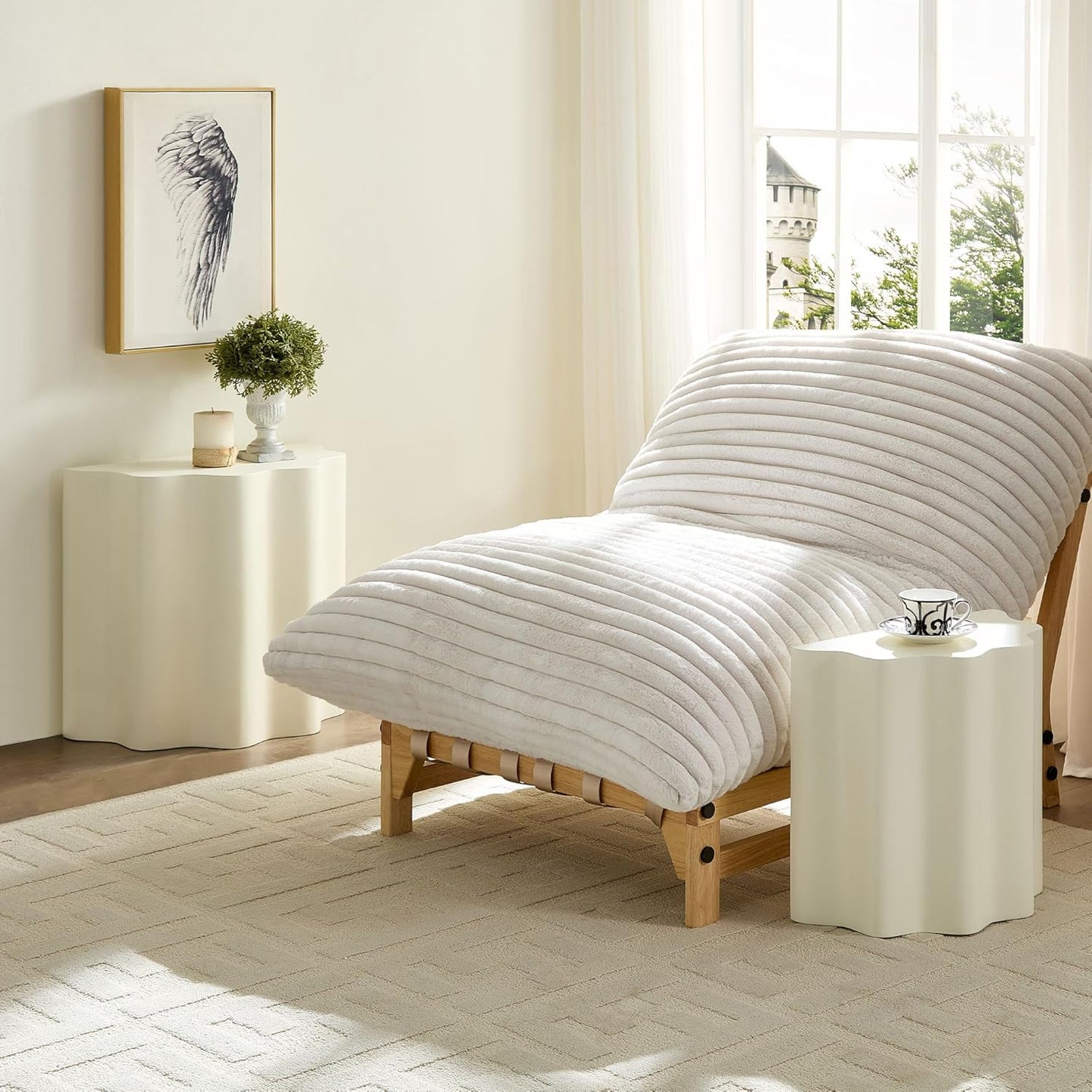 WILLIAMSPACE Nesting Coffee Table Set of 2 for Living Room, Modern Circle Center Table with Wavy Edges Design, Accent End Side Table for Small Space, No Need Assembly (Fiberglass, 22.05"+16.93")