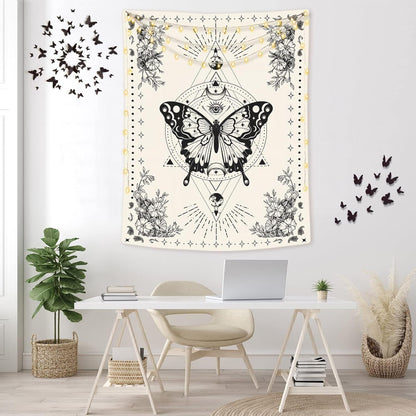 Lunerfex Boho Butterfly Tapestry Small Tapestry Tarot Tapestries Moon Phase Aesthetic Tapestries Wall Hanging for Bedroom and Living Room Decor Butterfly 36×48 Inches