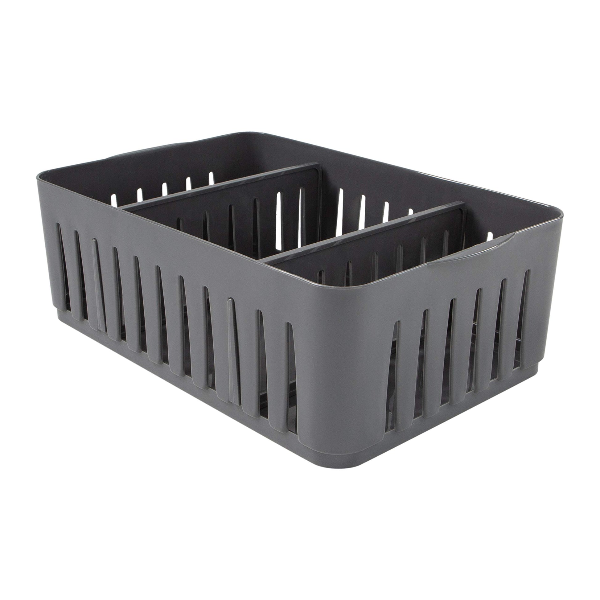 Simplify 3 Compartment Stackable Bin with Adjustable Dividers | Drawer Organizer | Storage Basket |