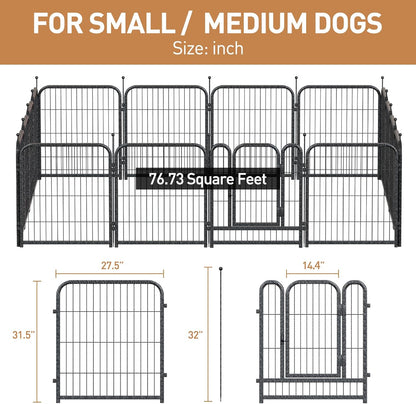 Dog Playpen 8/16 Panels 32" Height Heavy Duty Dog Fence Puppy Pen for Large Medium Small Dogs Indoor Outdoor Foldable Pet Exercise Pen
