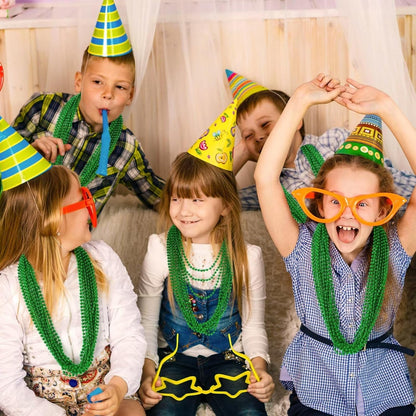 50PCS St Patricks Day Necklace, St. Patrick's Day Green Bead Necklace Accessories, Metallic Irish Saint Patrick Mardi Gras Necklaces Bulk, Parade Throw Accessories for Mardi Gras St. Patricks Party